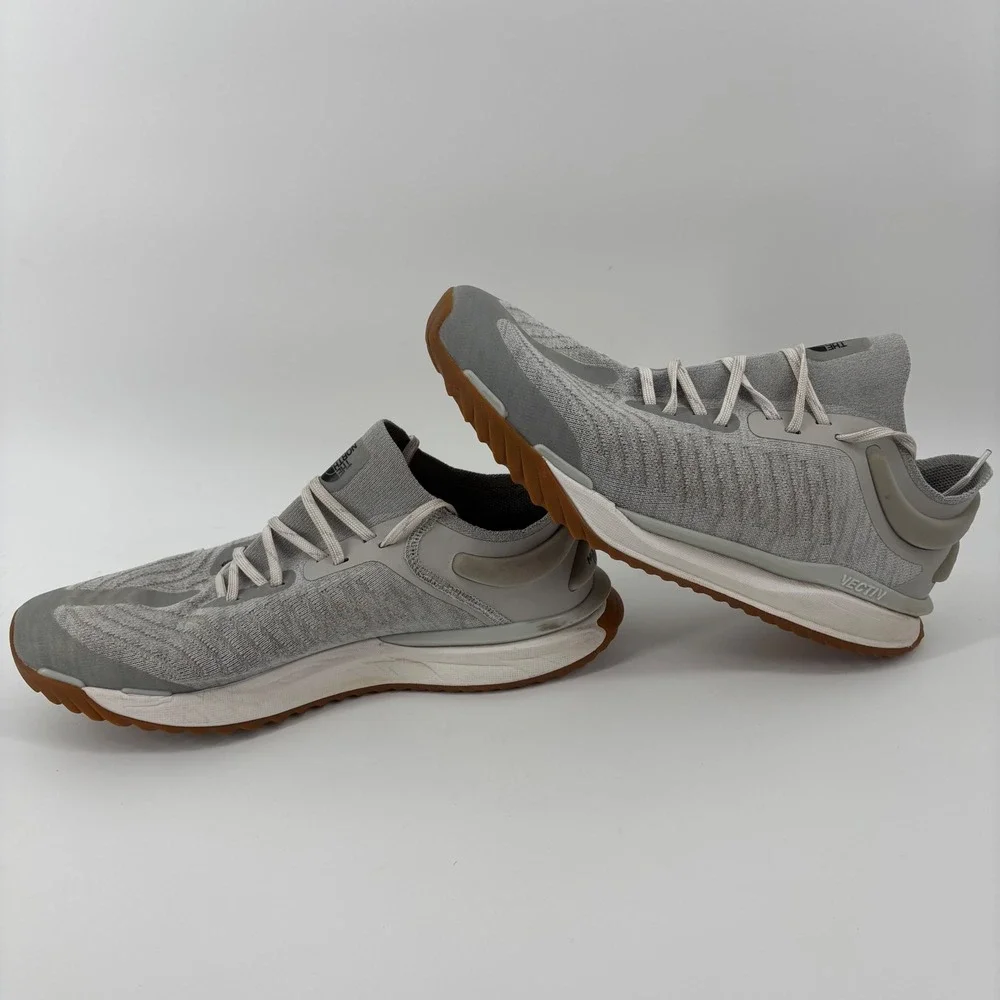 The North Face Mens Vectiv Trail Running Shoes 12 Grey Knit Gum Sole Gorpcore